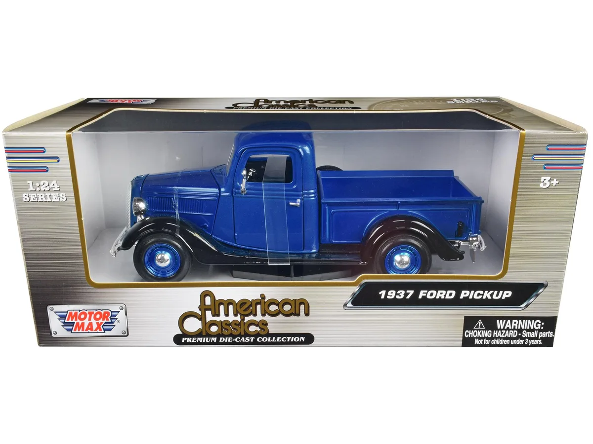 MOTORMAX MOTORMAX 1937 Ford Pickup Truck Blue Metallic and Black 1/24 Diecast — product photo