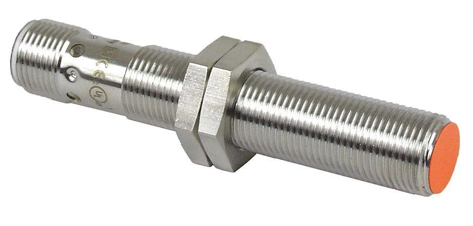 Cylindrical brass inductive sensor 12 mm M12 connector 70 mm length IP67