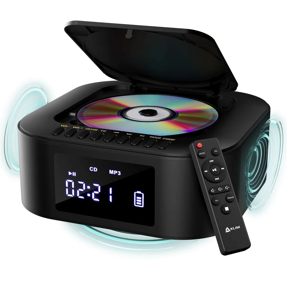 KLIM Boombox KLBOO3514 Black Gold Subwoofer Bluetooth FM USB AUX Rechargeable Remote — product photo