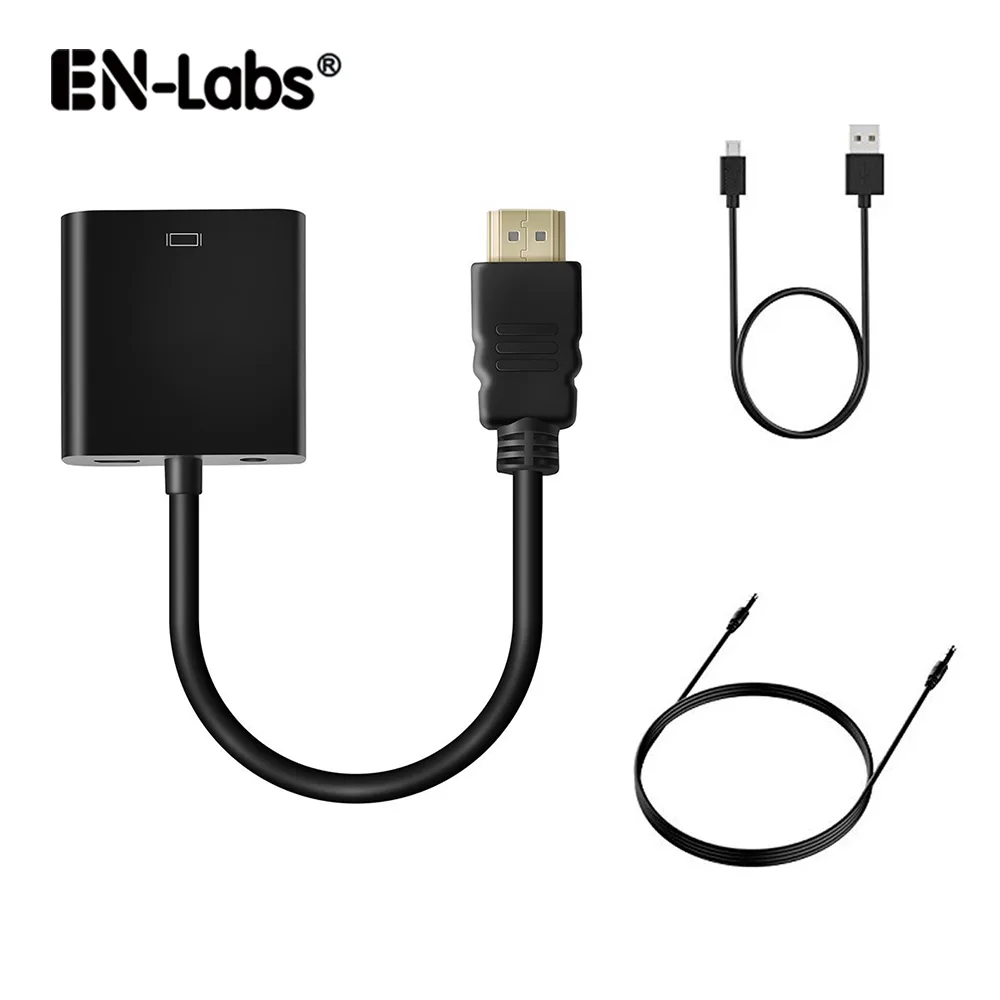 EN-Labs EN-Labs ADHD2VGAUSBABK HDMI to VGA audio video converter 8 inch black — product photo