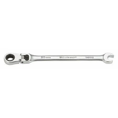 Chrome flexible-head combination wrench 20mm 11in overall length