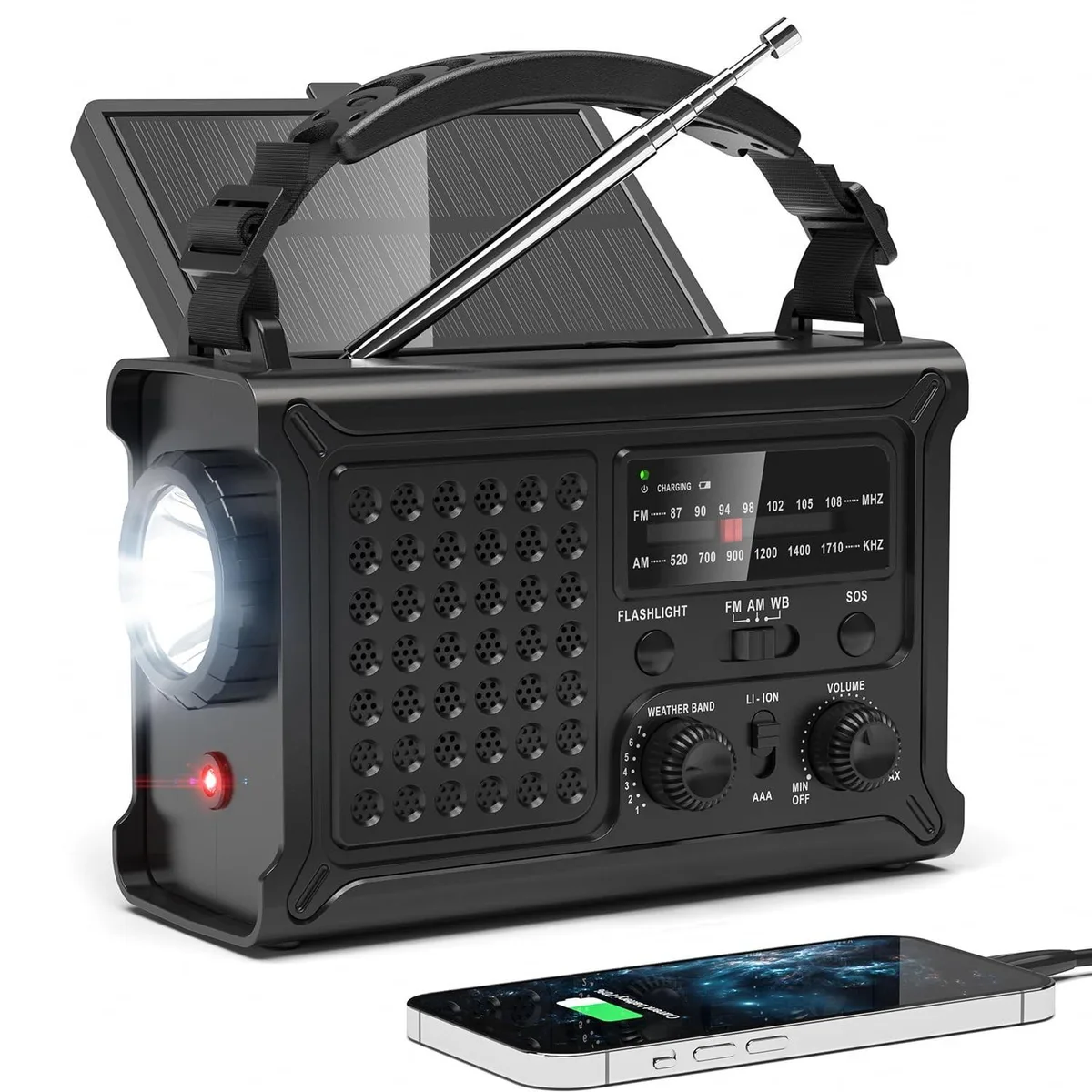 GSM Outdoors GSM Outdoors NOAA Emergency Weather Radio 12000mAh 44400mWh 2 in 1 accessory — product photo