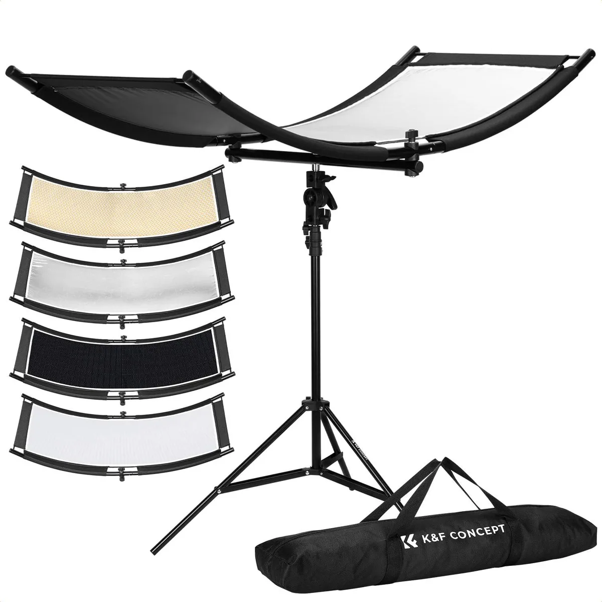 K&F CONCEPT U-Shape Reflector 100x45cm with 1.5m Stand 4-in-1 — product photo