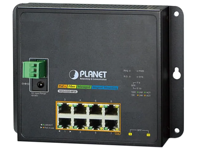 PLANET PLANET WGS-5225-8P2S 8-Port PoE+ 2 SFP Wall Mount Managed Switch — product photo