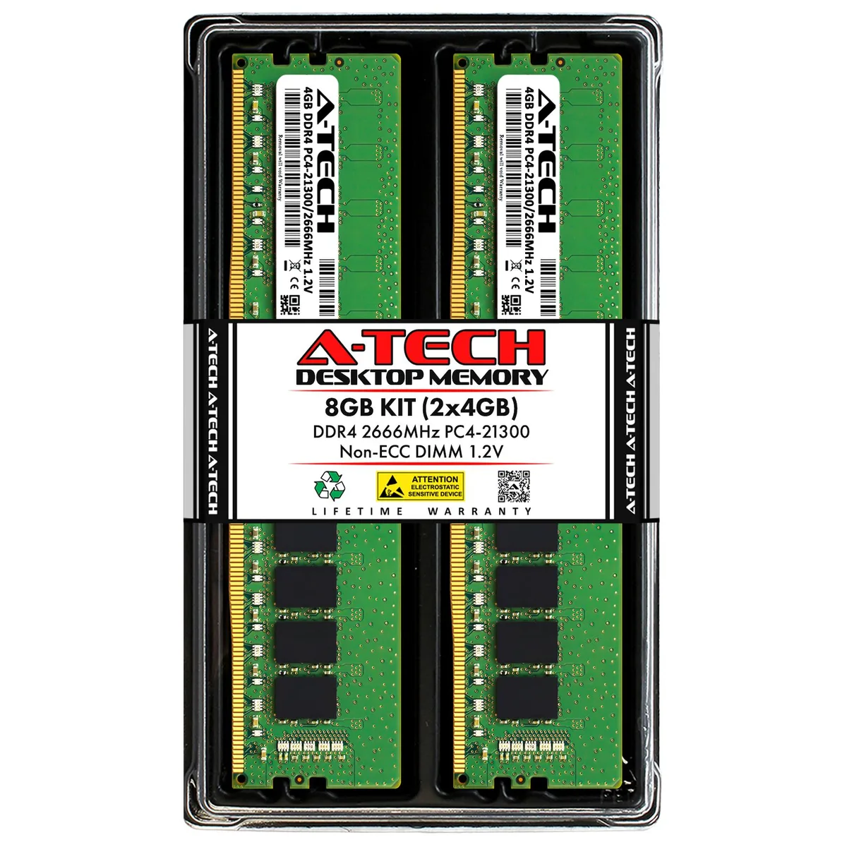 A-Tech A-Tech 8GB (2x4GB) DDR4 2666MHz CL19 Desktop RAM — product photo