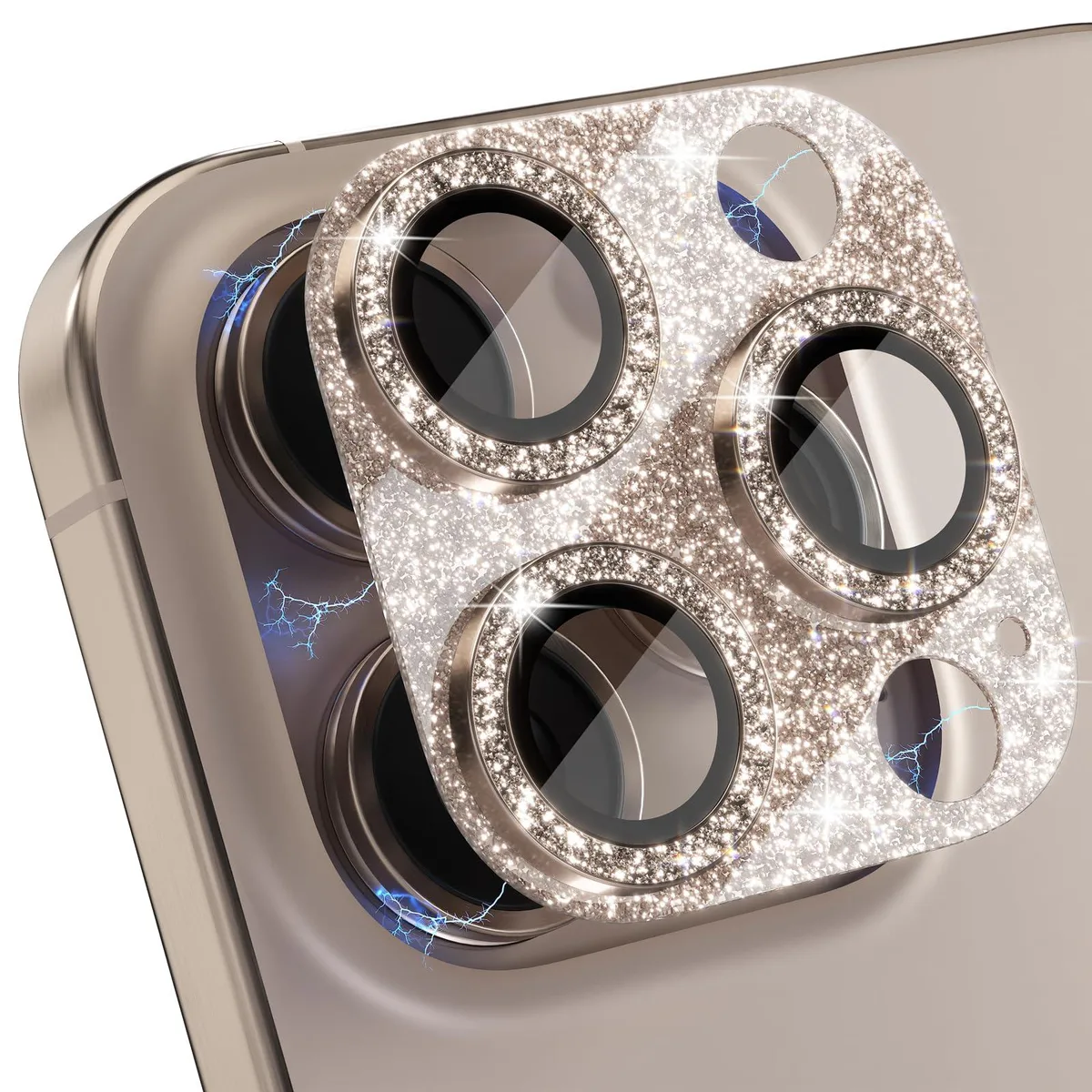  Choiche camera lens protector for iPhone 16 Pro 6.3-inch and 16 Pro Max 6.9-inch Glitter-Titanium Desert — product photo