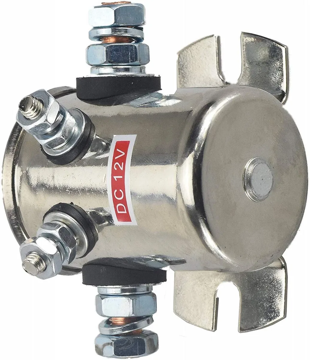 Nickel-plated 12V solenoid relay with copper contacts and bracket mounting
