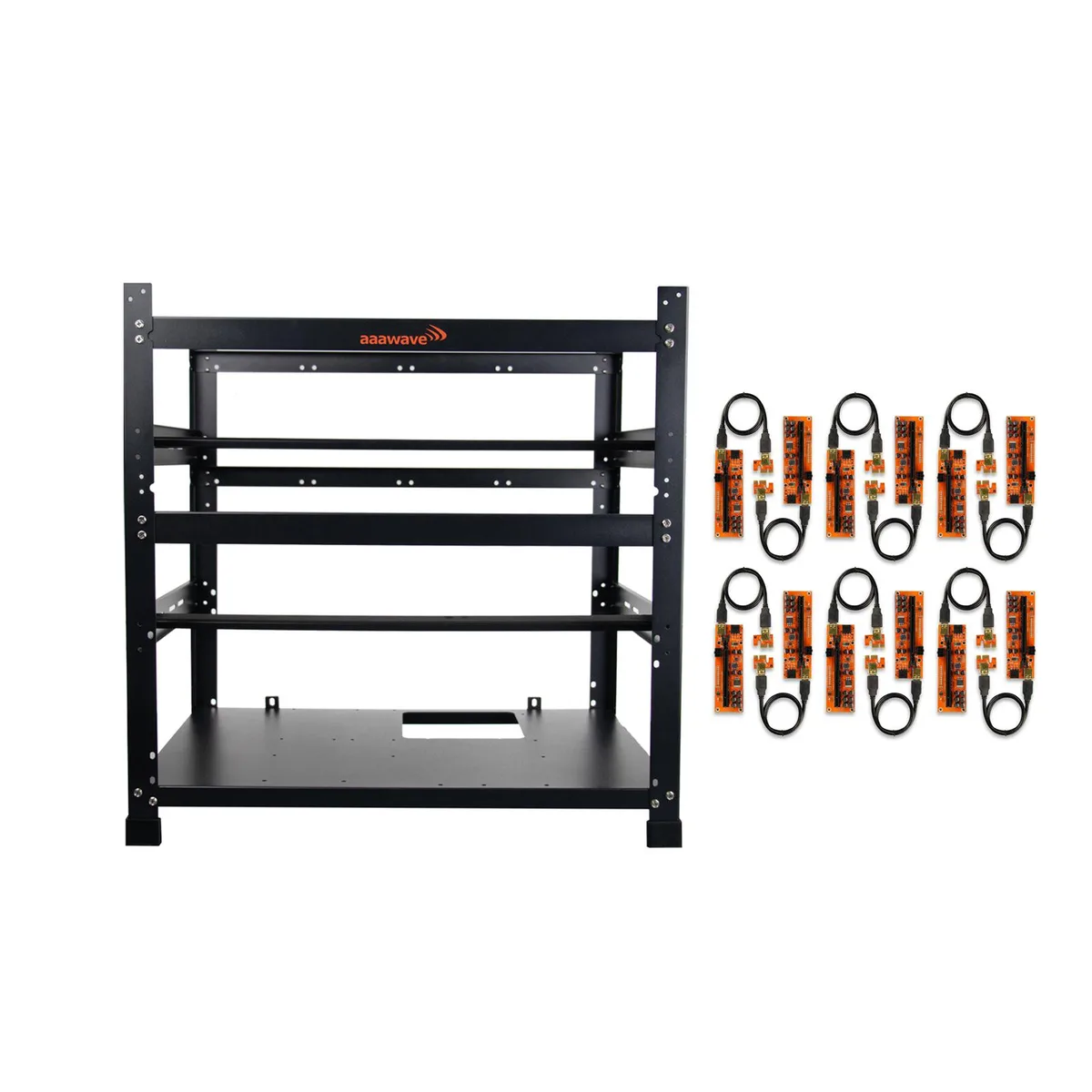 AAAwave AAAwave 12GPU Mining Rig Frame White with 12 PCIe Riser V011 Pro — product photo