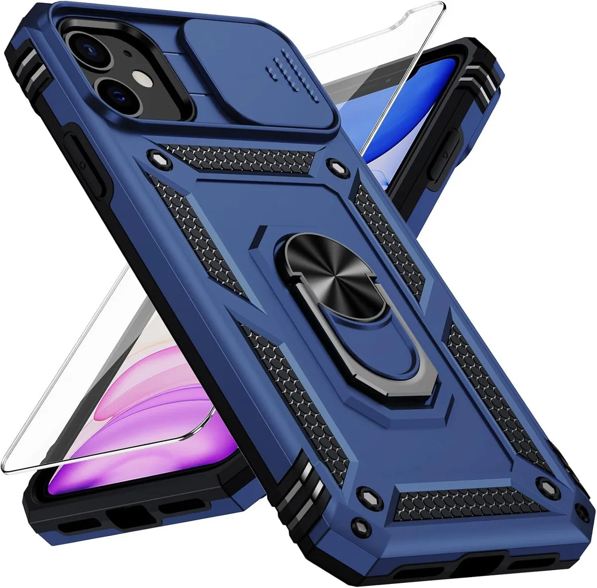 TAURKENAM TAURKENAM iPhone 11 Case Navy Blue with Camera Cover Ring Kickstand — product photo