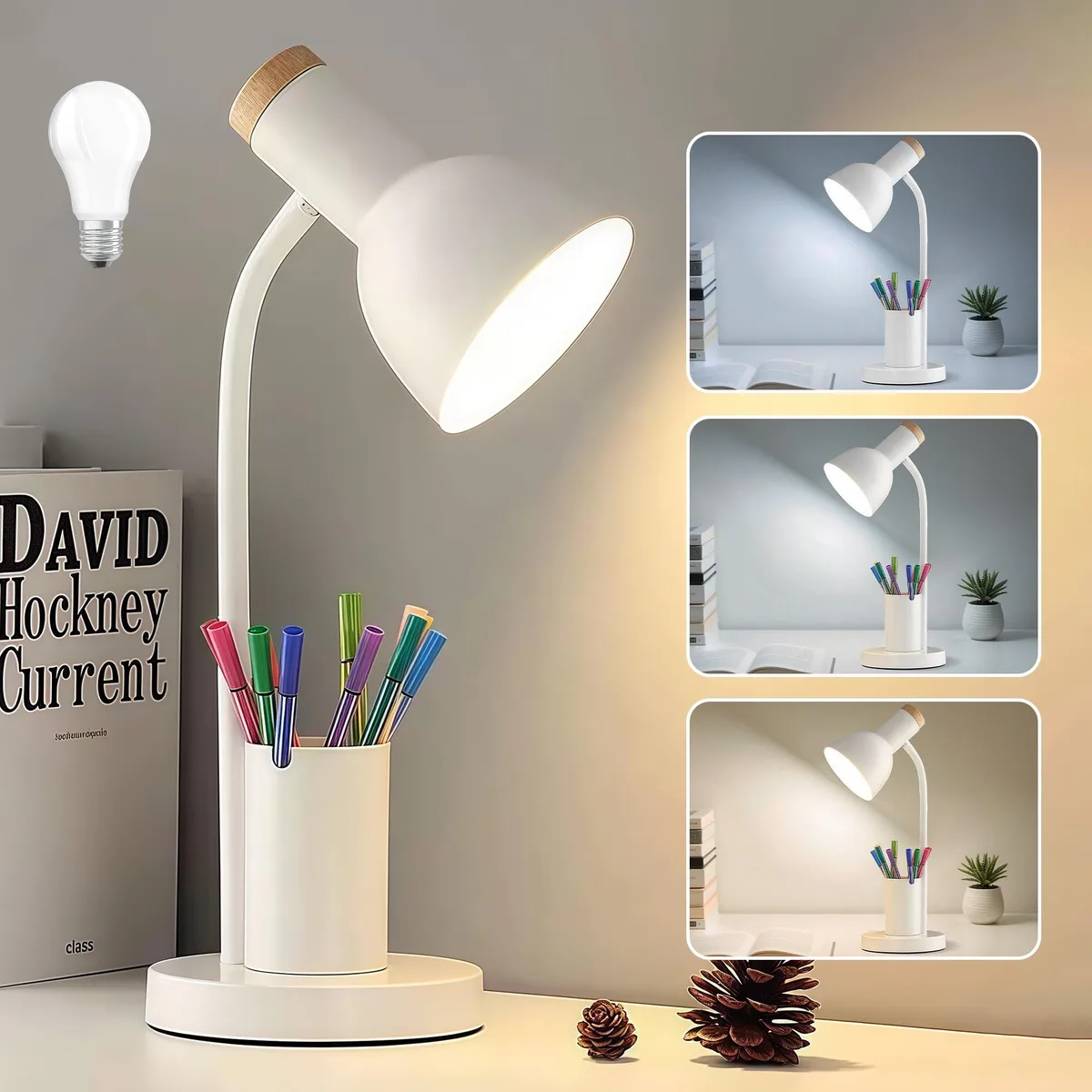 DNBeffulgent DNBeffulgent desk lamp 360° gooseneck 3000/4500/6500K 7W pen holder white — product photo