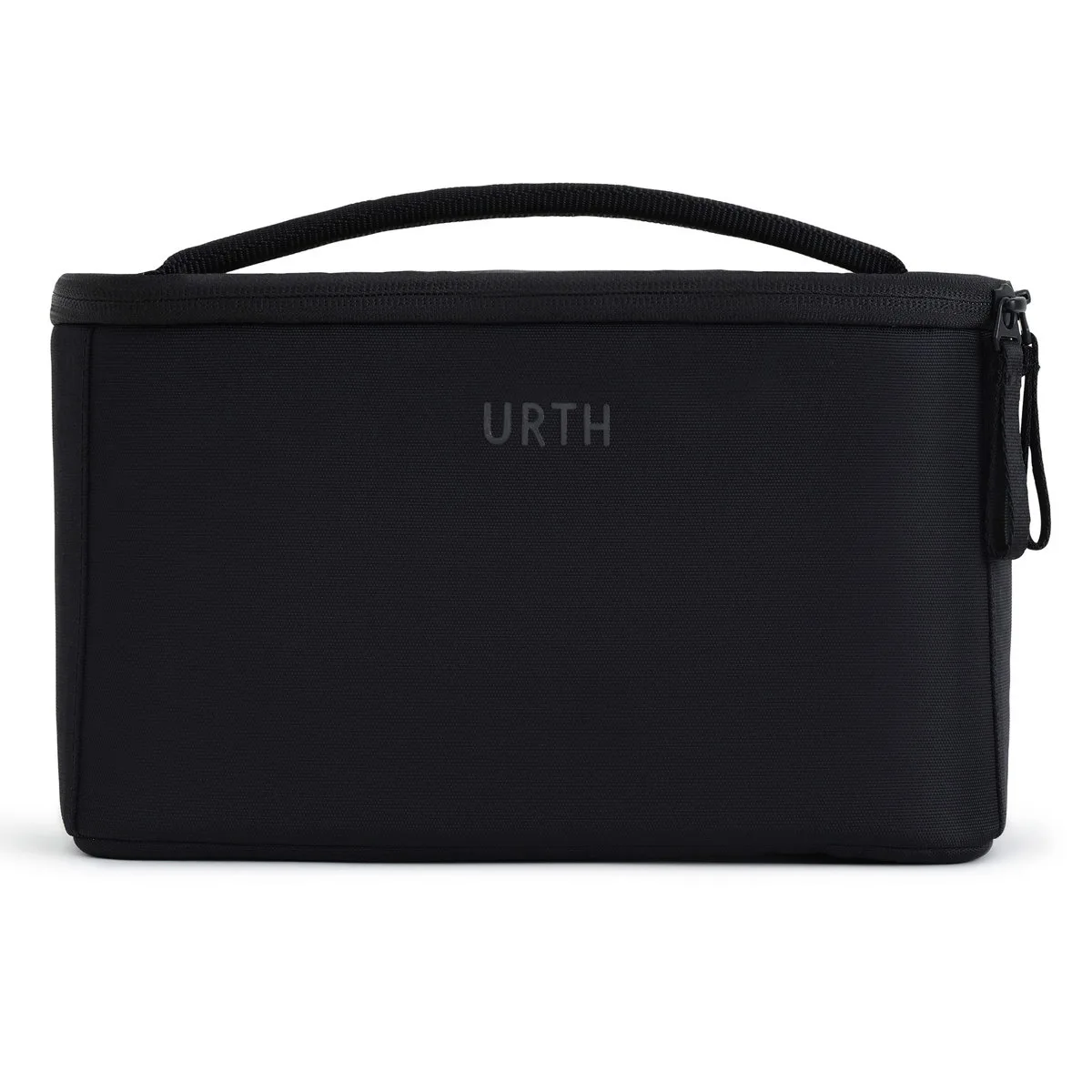 Black modular camera insert with padded shell, adjustable dividers, top handle and dual zips