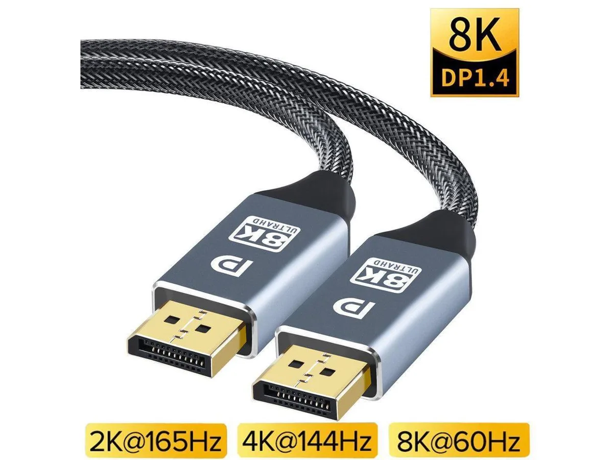 Black DisplayPort 1.4 cable with non-locking connectors, 16.4 ft