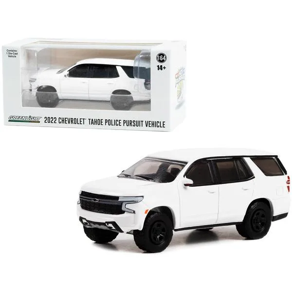 GREENLIGHT GREENLIGHT 2022 Chevrolet Tahoe PPV White Hot Pursuit Hobby Exclusive 1/64 Diecast Vehicle — product photo