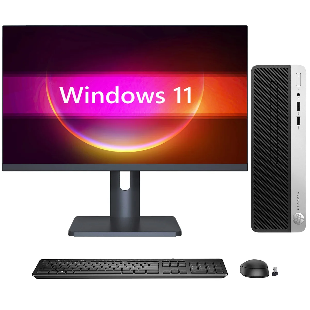 HP HP ProDesk 400 G5 SFF i3-8100 3.6GHz 16GB DDR4 1TB SSD 27" Monitor Win 11 Pro — product photo