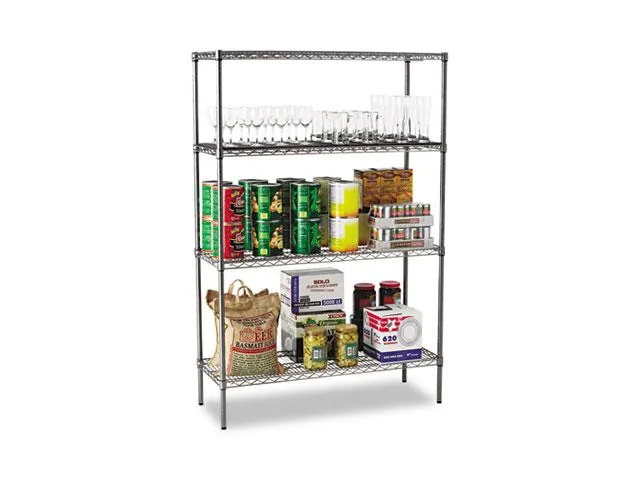 Alera Alera SW50-4818BA Wire Shelving Starter Kit 48x18x72 Black Anthracite 4-Shelf 5000 lbs — product photo