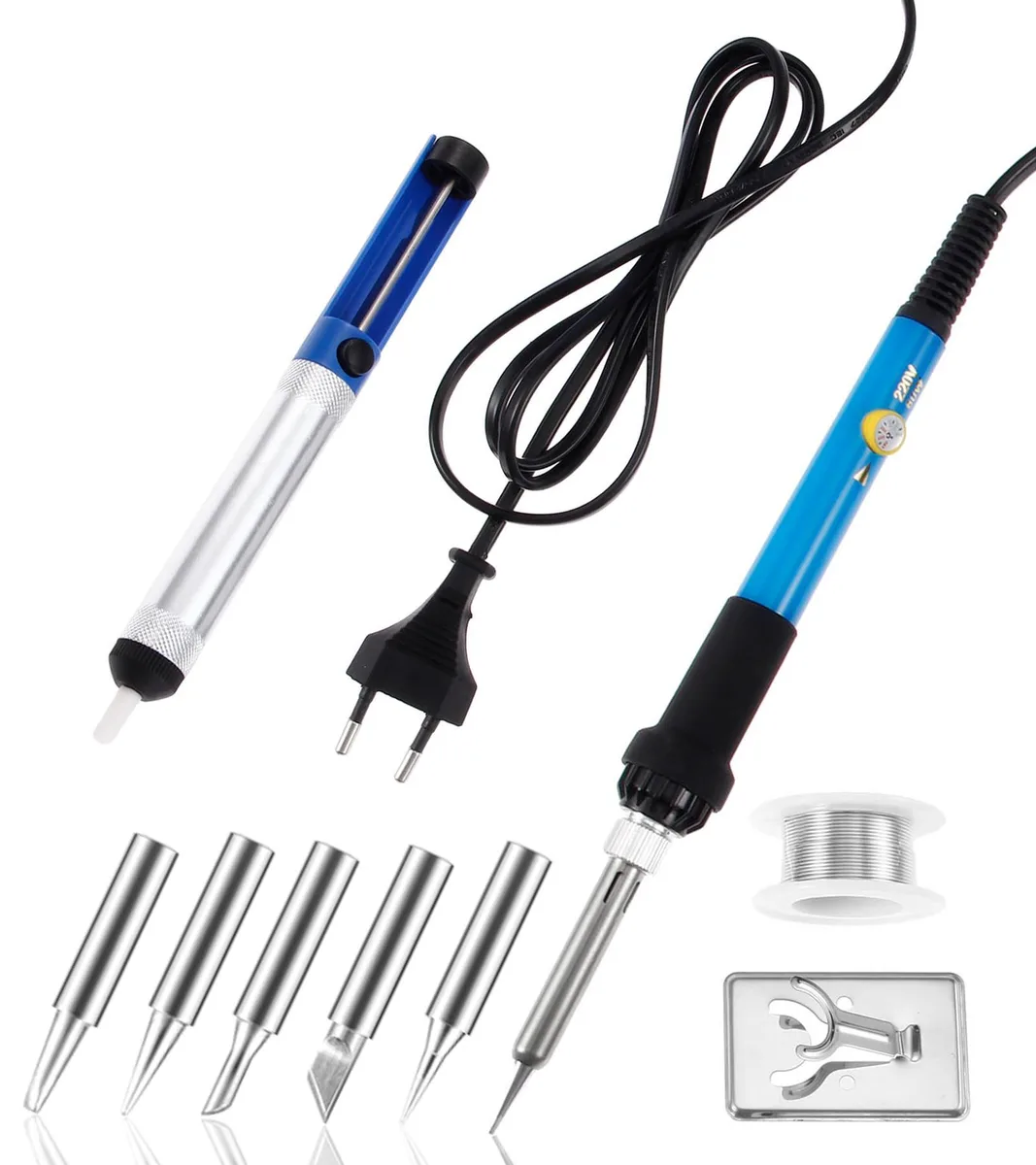  Hicello 60W 220V Soldering Iron Kit 200-450°C 190mm 9PCS — product photo