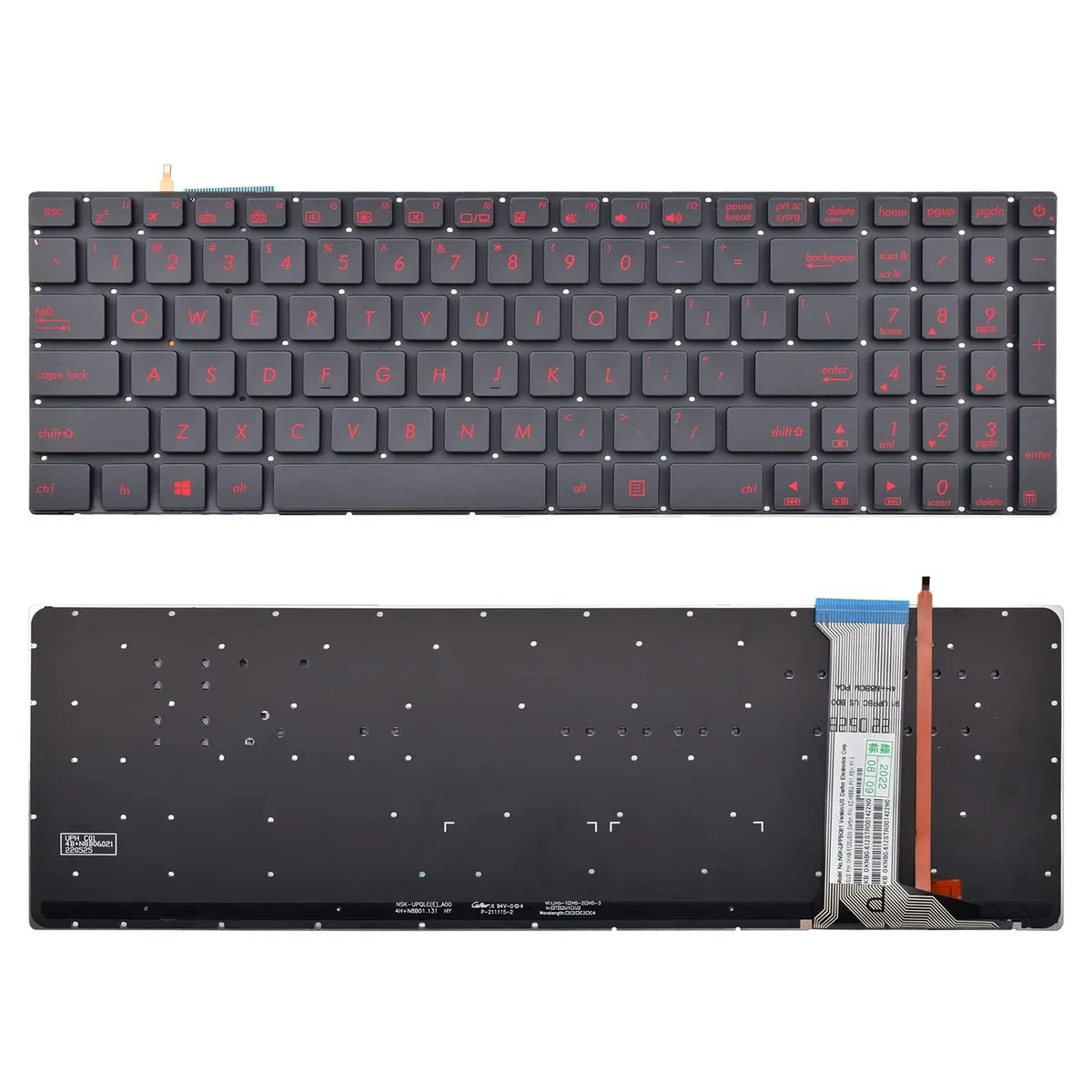 ARENTI ARENTI Replacement Keyboard Backlit US Layout Red Letter — product photo
