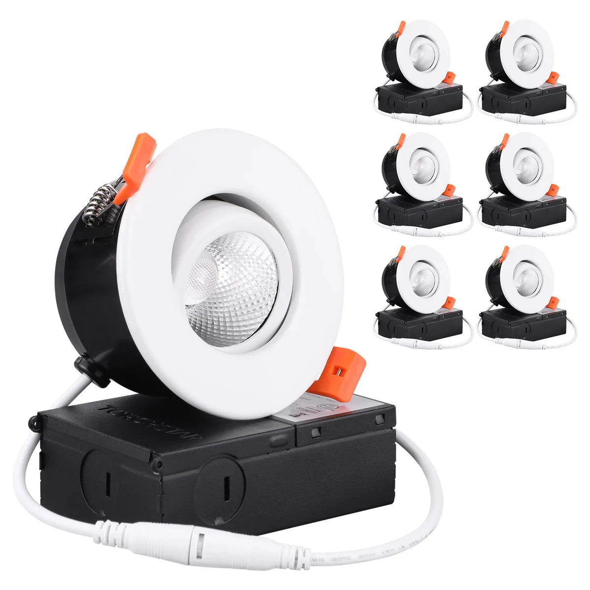 TorchStar LED TorchStar LED 6 Pack 3-Inch Gimbal Recessed Lighting 7W 4000K White — product photo