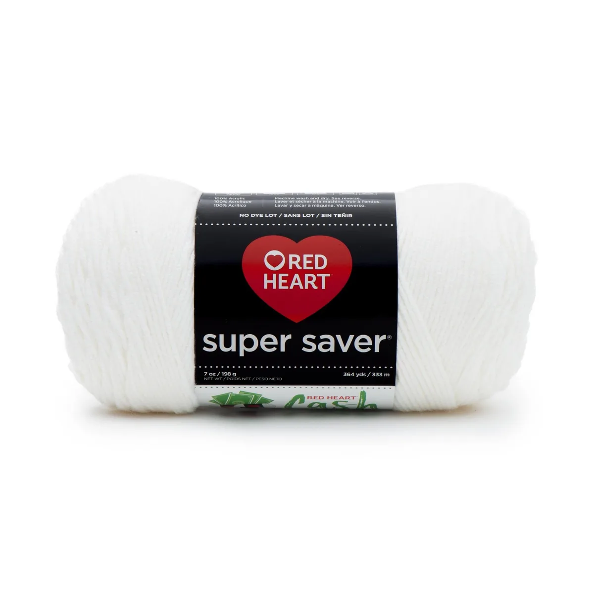 None Continuous None Continuous Red Heart Super Saver 4 Medium Acrylic Yarn White 7oz 364 Yards — product photo