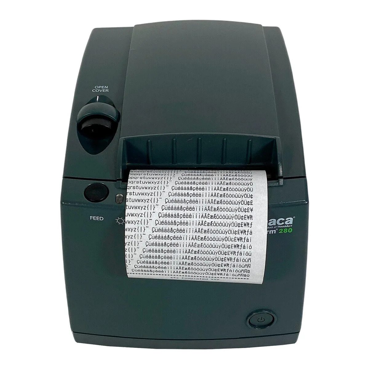 Compact grey thermal receipt printer with autocutter and USB cable