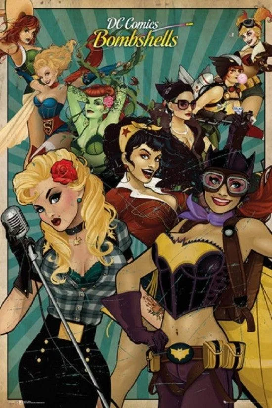 DC Comics Bombshells poster print, 22 by 34 inches, glossy paper, rolled in tube