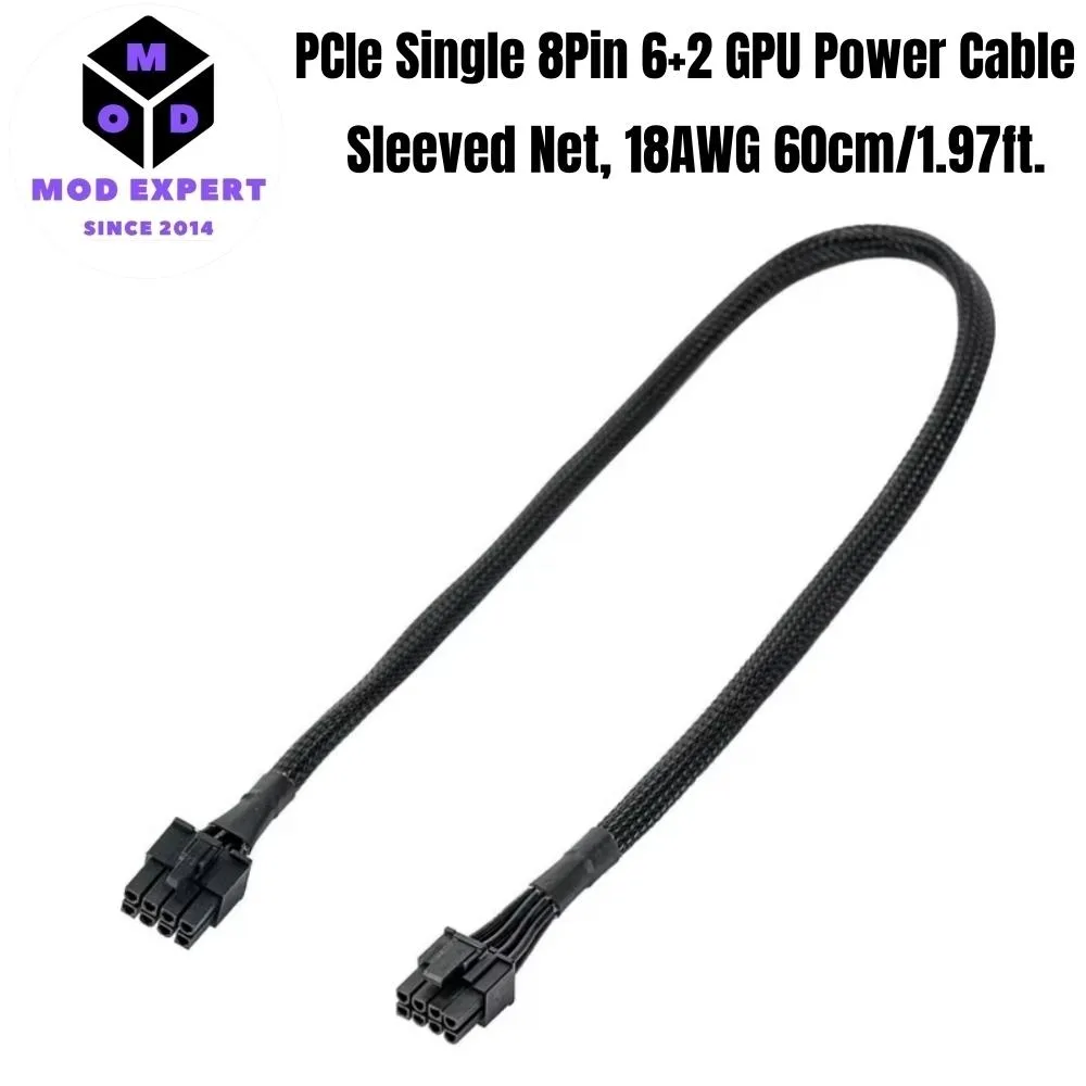 YEPLOOK YEPLOOK PCIe 8Pin 6+2Pin Sleeved Net 60CM GPU Power Cable for Corsair RM Type 4 — product photo