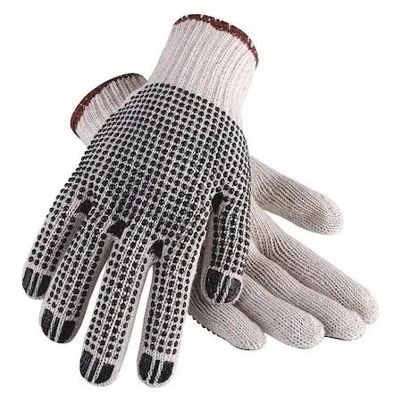 Condor CONDOR 3ZL55 Knit Gloves, Cotton/Polyester, Dotted Palm, Beige/Black, L — product photo