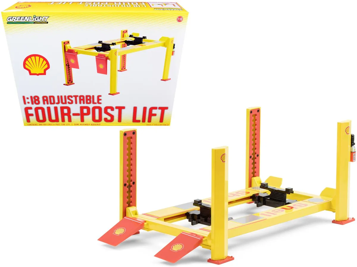GREENLIGHT GREENLIGHT Adjustable Four Post Lift "Shell Oil" #2 1/18 Scale Diecast Vehicle — product photo