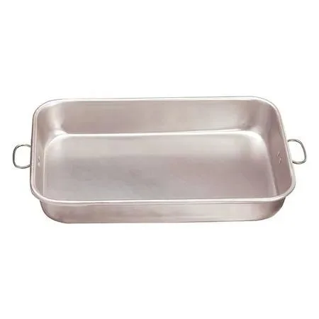 Silver aluminium roasting pan 11 x 17 x 2-1/2 in with drop handles