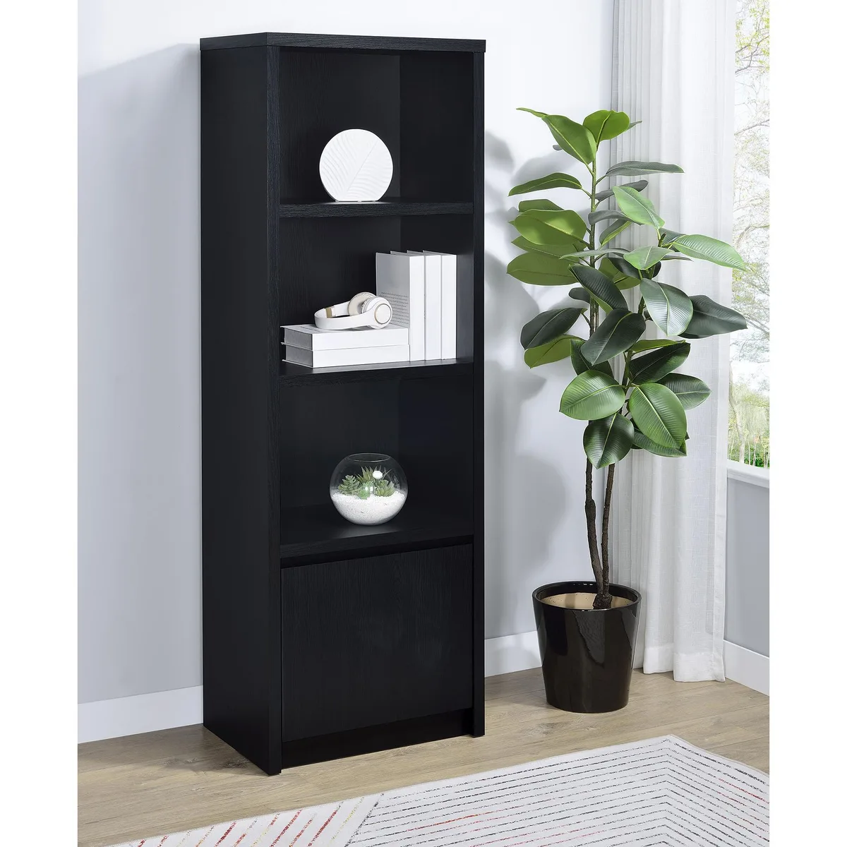 tuphen tuphen Sloat Black 3-shelf Media Tower Entertainment Pier — product photo