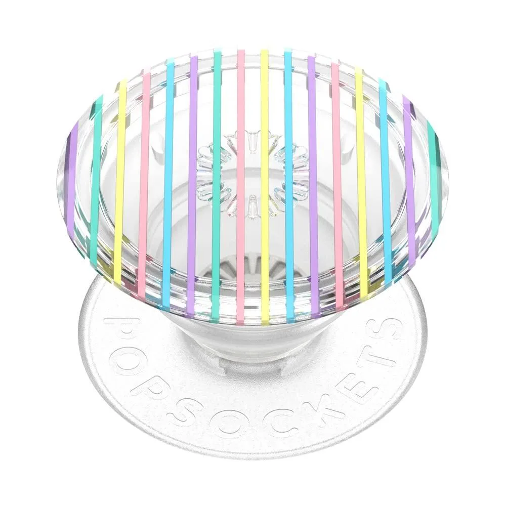 Clear black collapsible phone grip with adhesive base