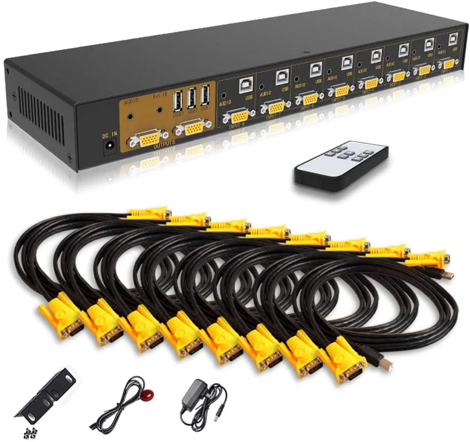IHDAPP IHDAPP VGA KVM Switch 8 Port 2 Out 1920x1440 Remote Control — product photo