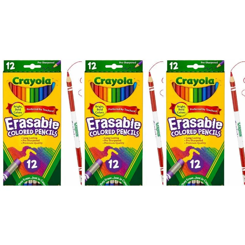 Crayola Crayola CRAYO-BAB-3PK-3 Erasable Colored Pencils 12 ct illustration — product photo