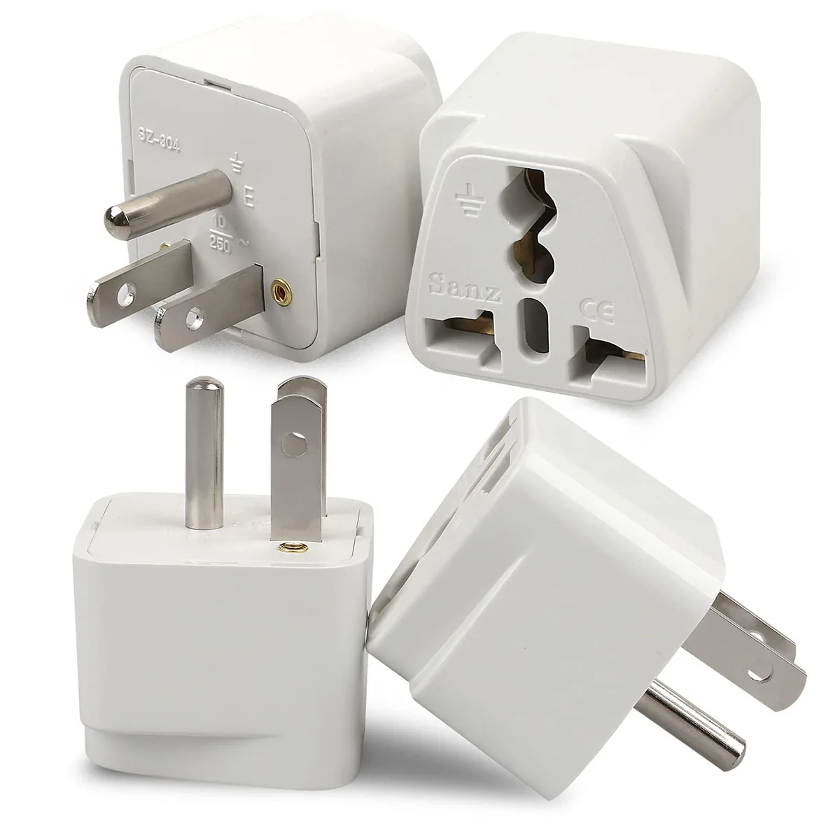 SOEWIOU SOEWIOU 4 Pack Europe to US Plug Travel Adapters White — product photo