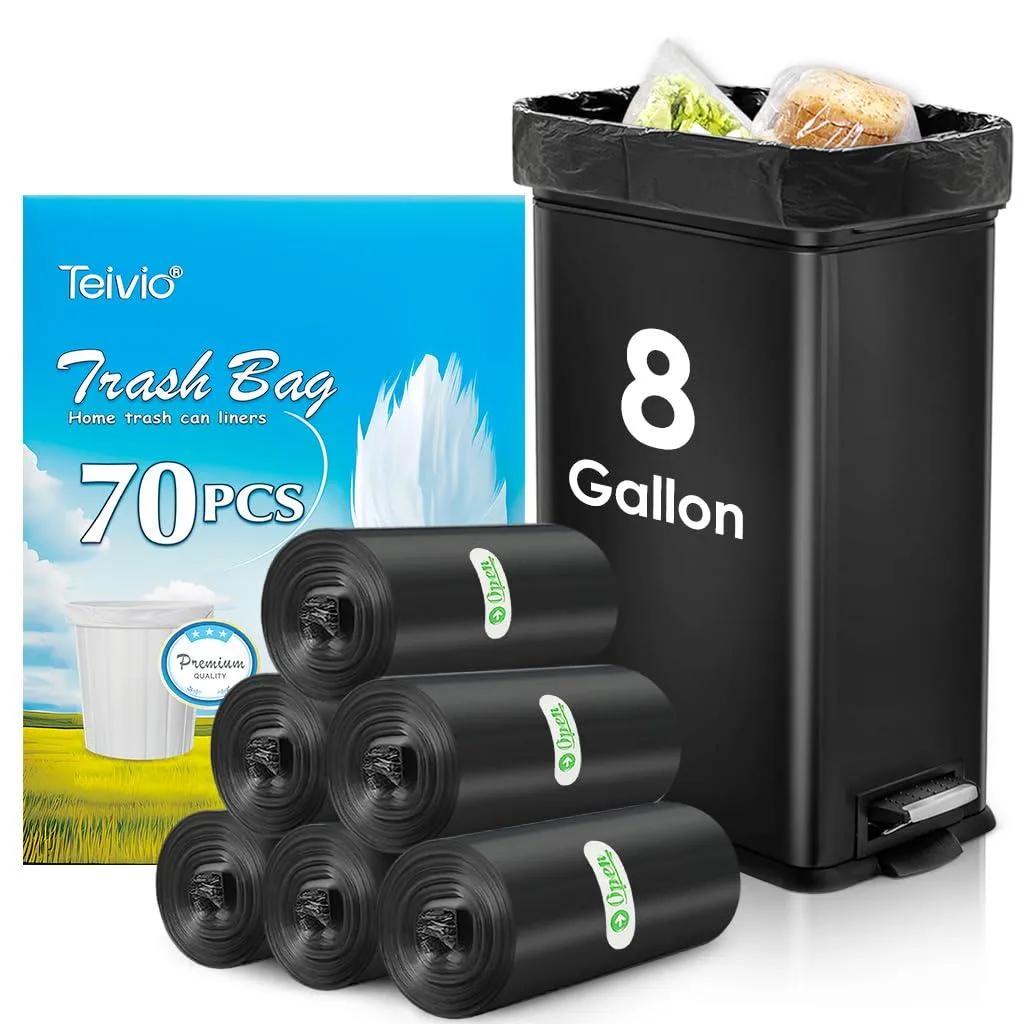 Teivio 70-8Black 8 Gallon 70 Count Garbage Bags — product photo