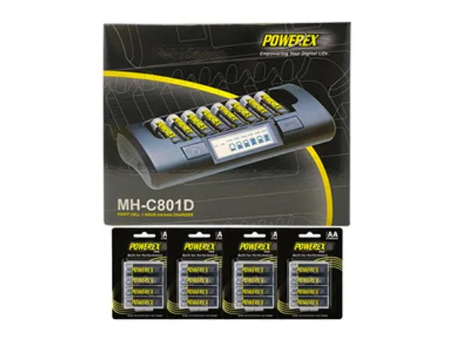Maha Energy Corp. Maha Energy Corp. MH-C801D 8-slot smart charger with 16 AA NiMH 2700 mAh batteries — product photo