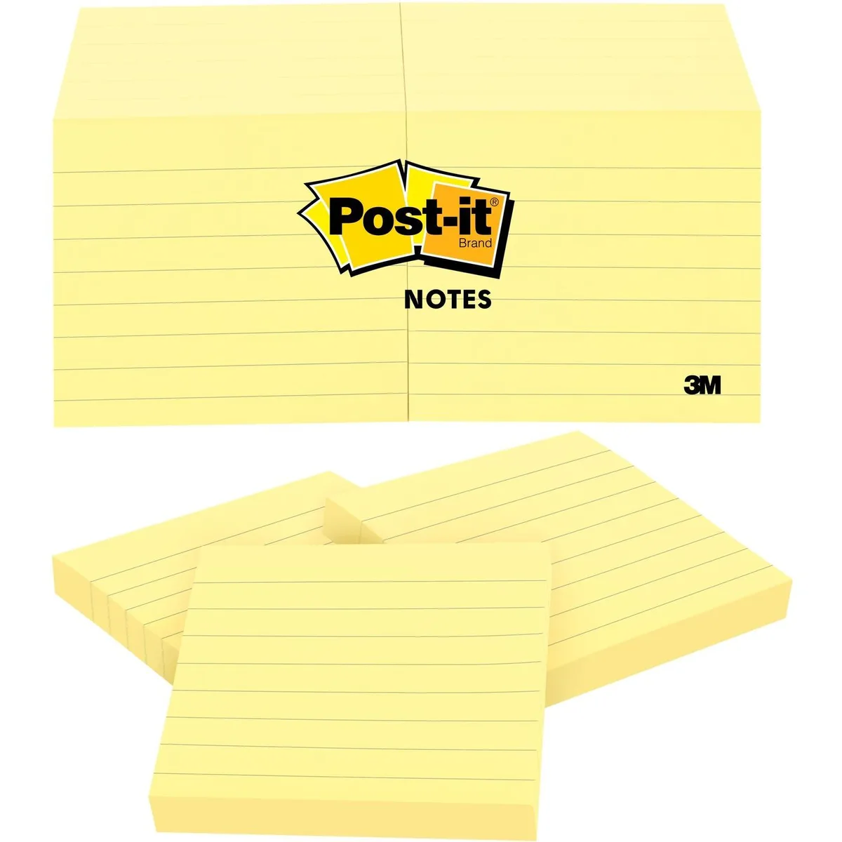 3M 3M 630SS Sticky Notes Lined 3x3 Canary 12 Pads 100 Sheets — product photo