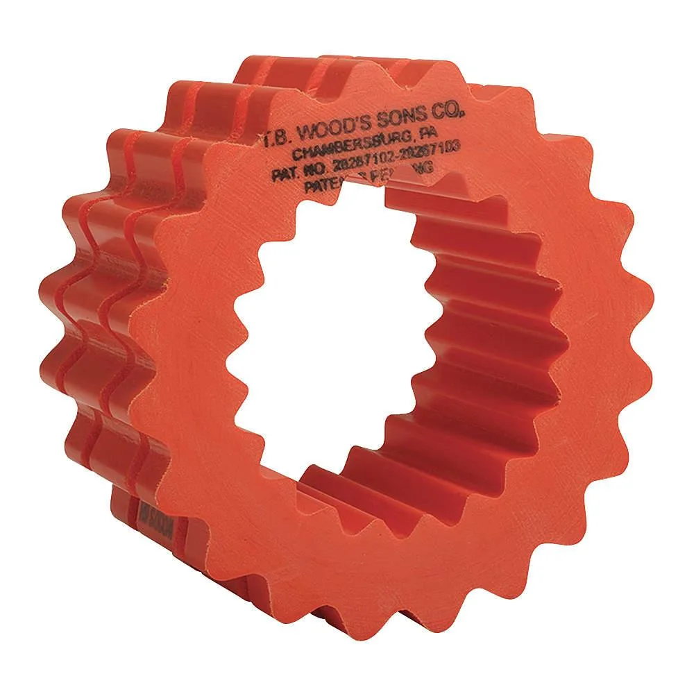 Black cylindrical Hytrel coupling insert with smooth solid one-piece construction