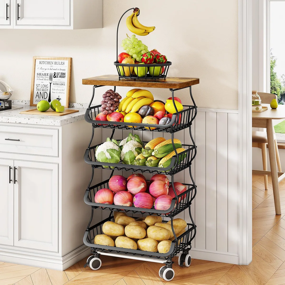  Mind Reader HX-SYZ-WB 5-Tier Kitchen Cart Black 15.7"W x 37"H — product photo