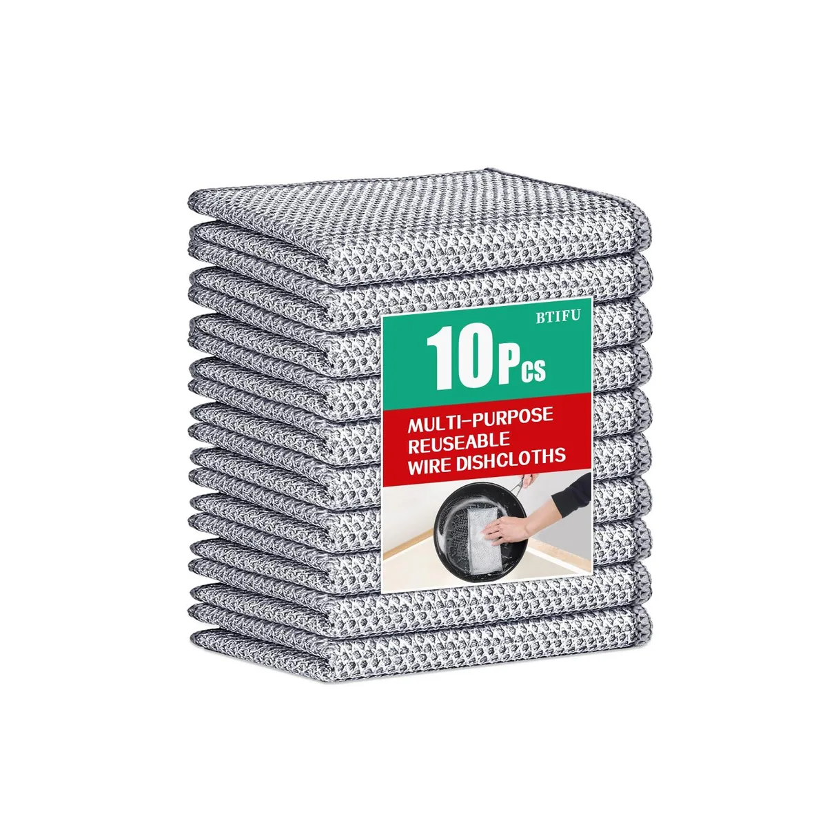  3M 10pcs Wire Dishcloth 7.87x7.87in Indoor Maintenance — product photo