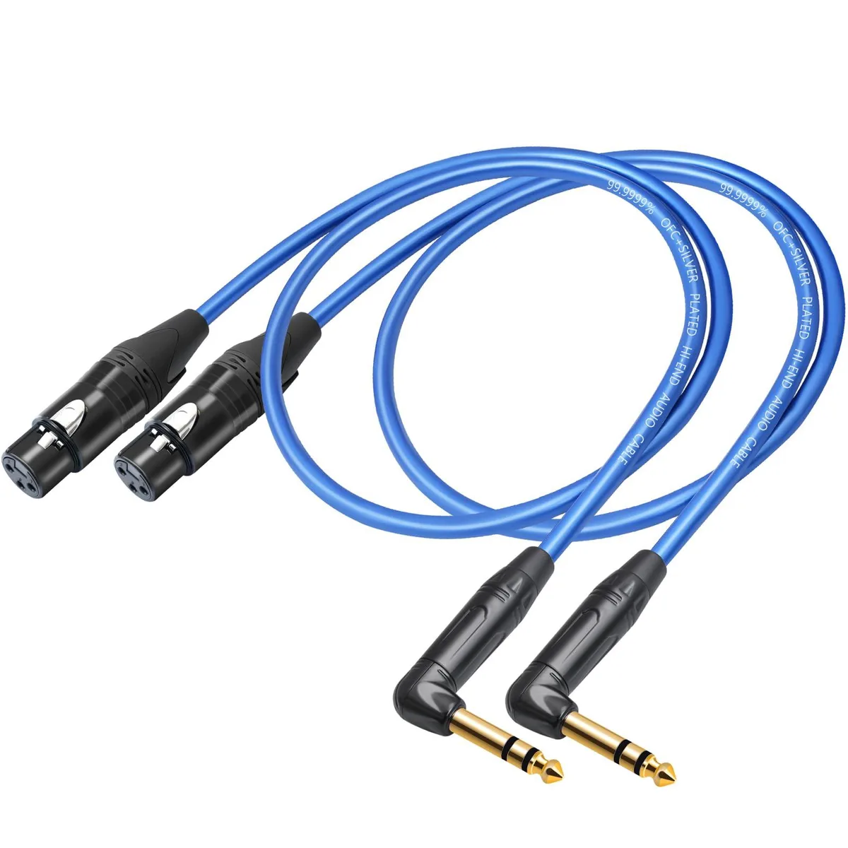 Hosa 2 Pack XLR Female to Right Angle 1/4 TRS Cable 1ft — product photo