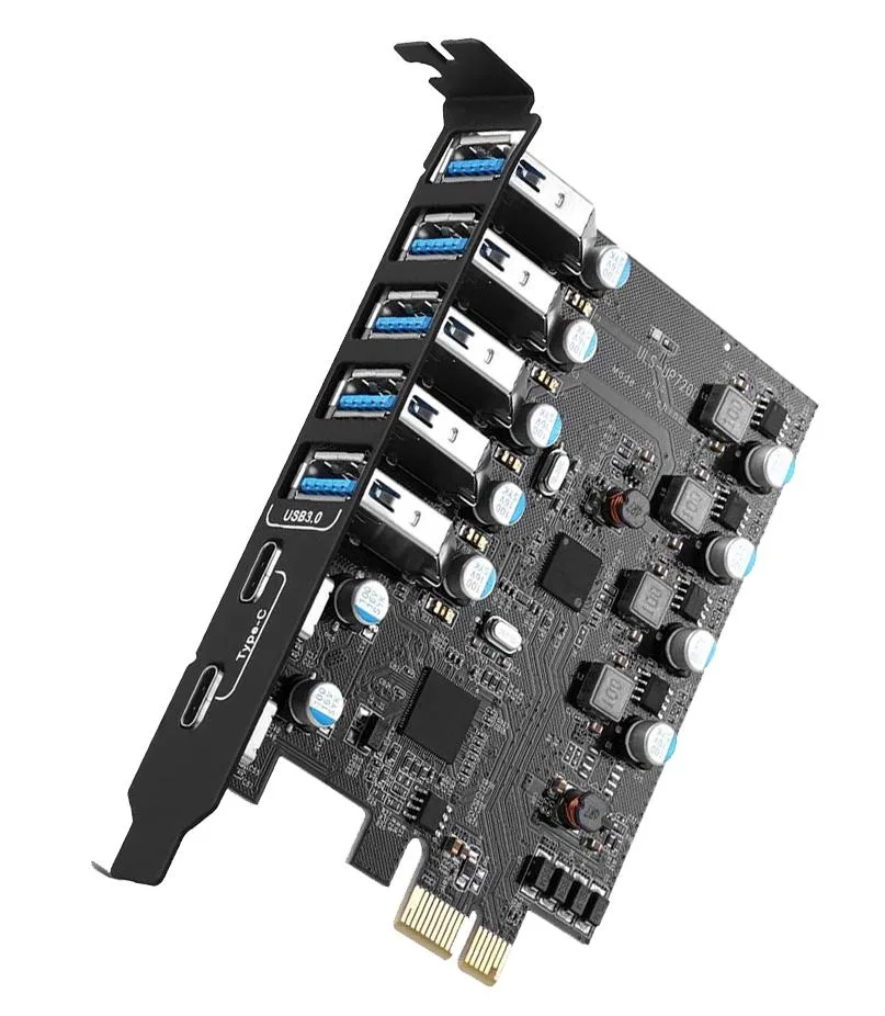 ESTONE ESTONE PCIE25A2C USB 3.0 7-Port PCIe Expansion Card (2× USB-C, 5× USB-A) — product photo