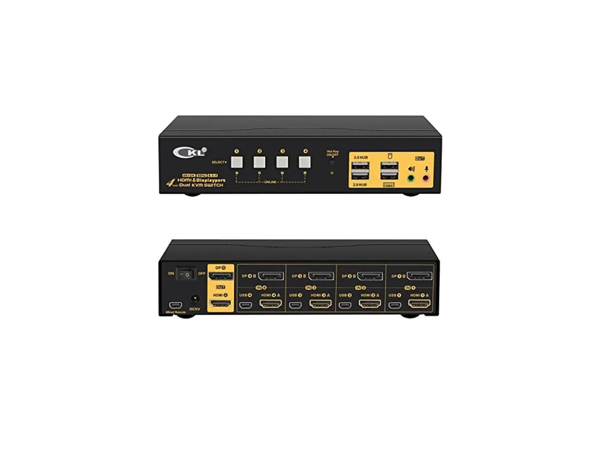 BUCIER BUCIER 4-Port Dual Monitor KVM Switch HDMI DP 4K 60Hz — product photo