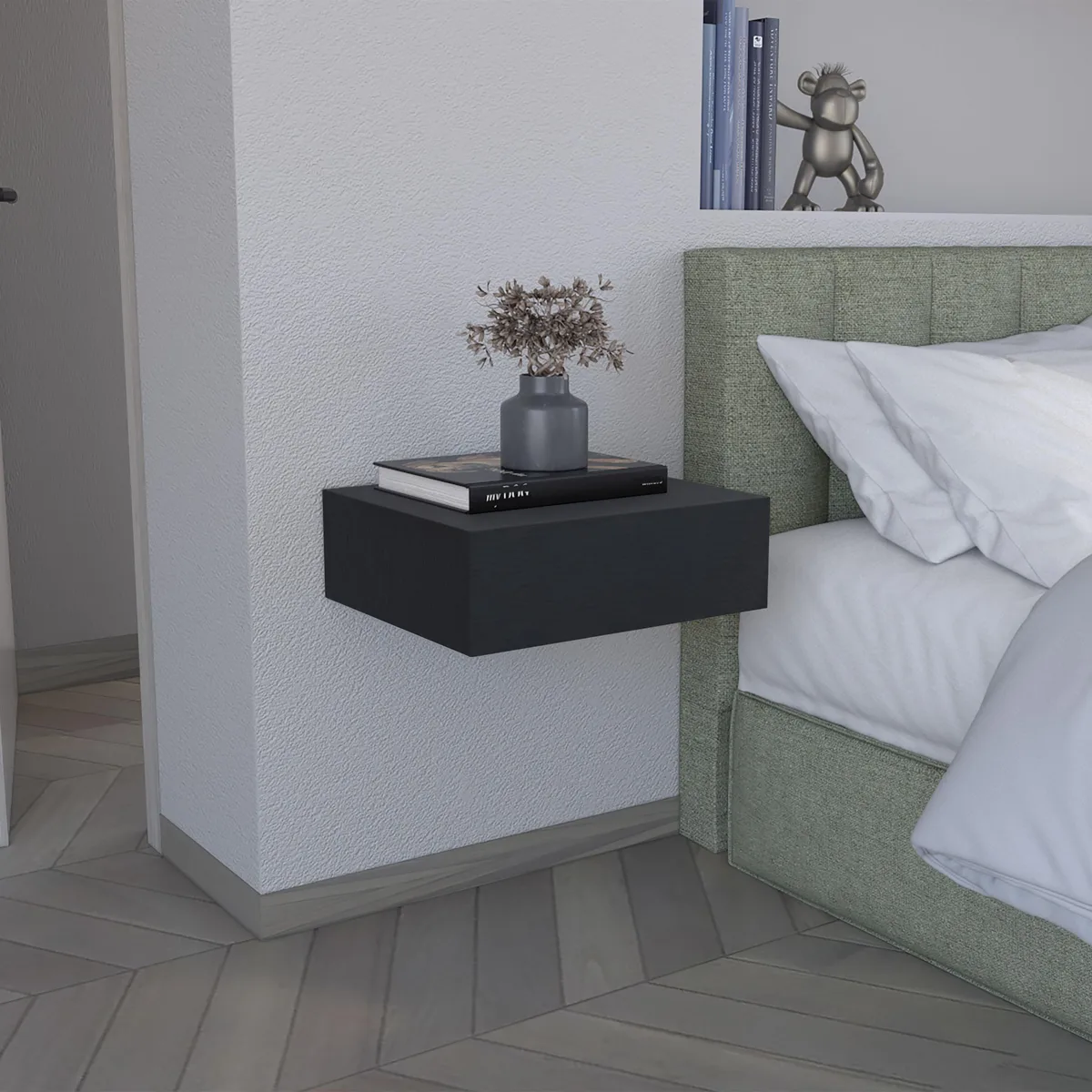 tuphen tuphen Floating Nightstand 5"H Black Bedroom Set — product photo