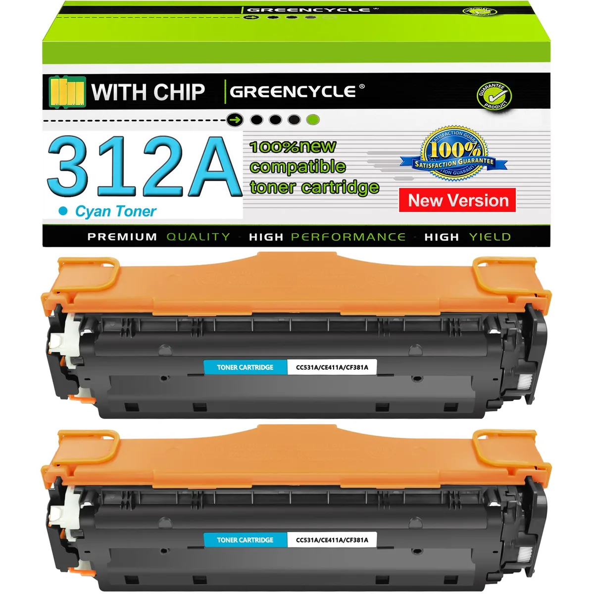 GREENCYCLE GREENCYCLE 312A Cyan 2 Pack toner cartridge — product photo