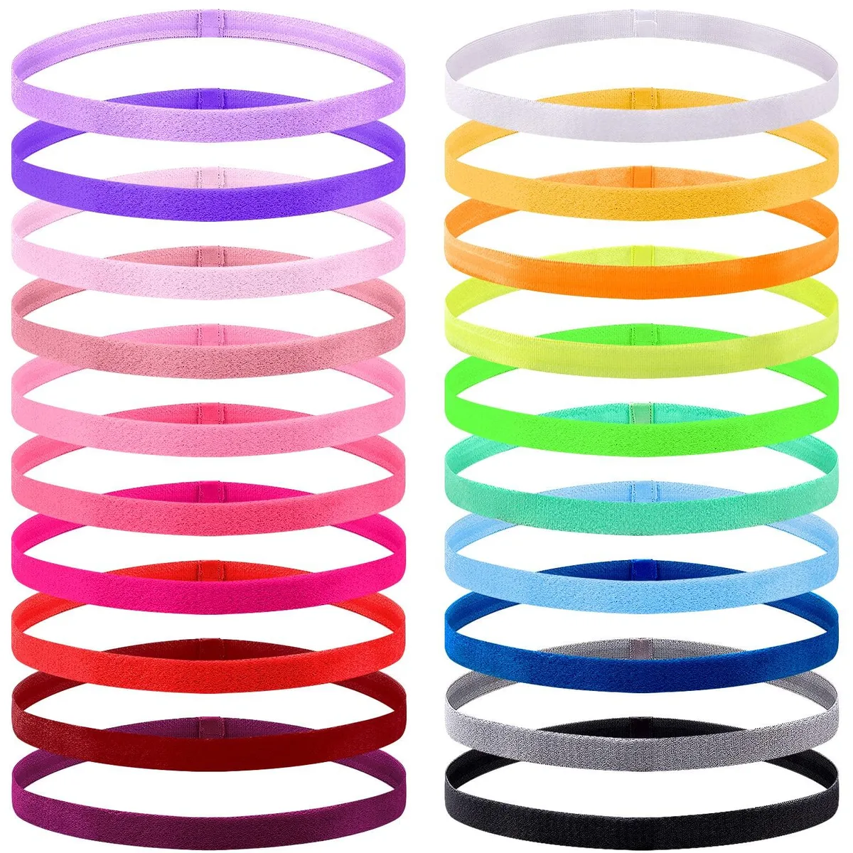  Duufin 20 Pack Elastic Headbands Silicone Non-Slip 42cm Iridescence — product photo