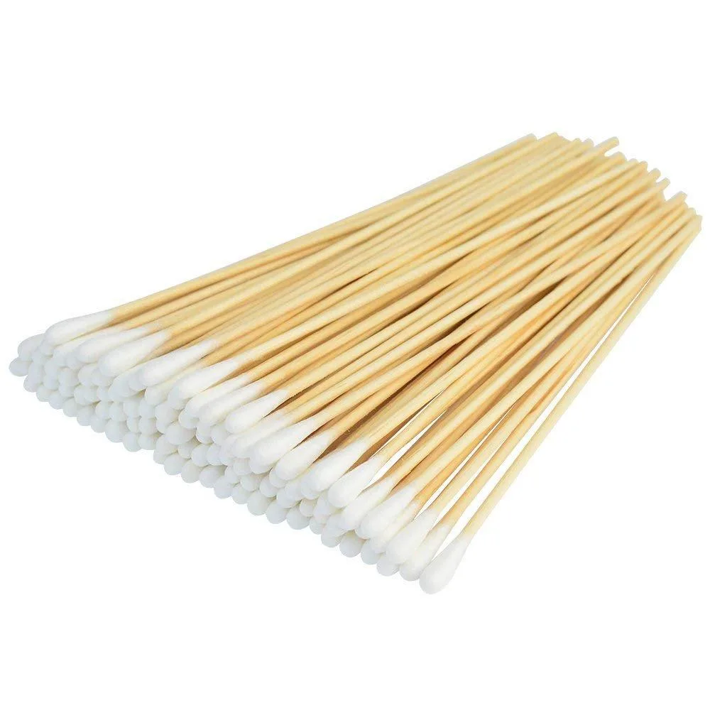 Box of 500 cotton swabs 15 cm wooden handle