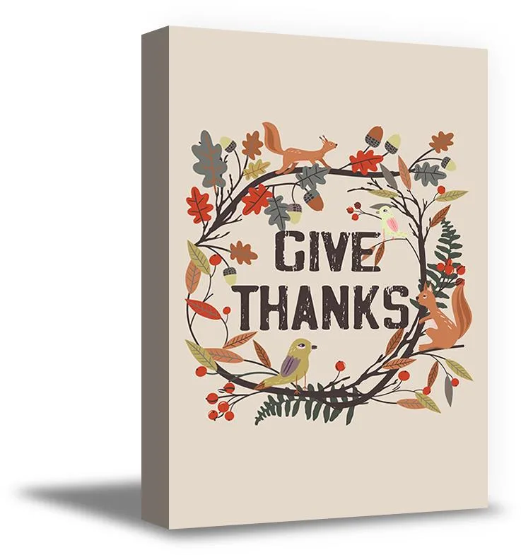 Awkward Styles Awkward Styles Thanksgiving Canvas Wall Art Give Thanks Animals 8" x 10 — product photo