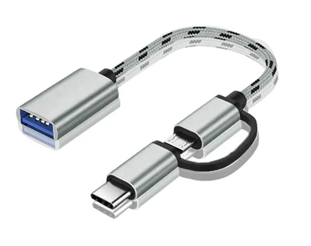 Corn Electronics Corn Electronics 2-in-1 USB C/Micro to USB 3.0 Adapter Grey/Black — product photo
