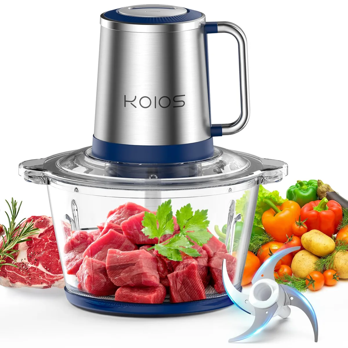 KOIOS KOIOS AMJ-106 2L food processor, 2 speeds, blue — product photo